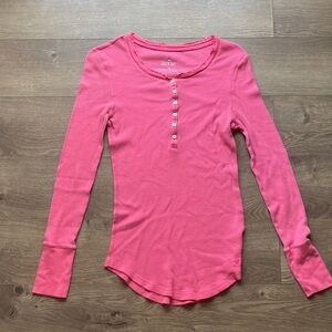 Aerie Button Down Pink Long Sleeve Shirt